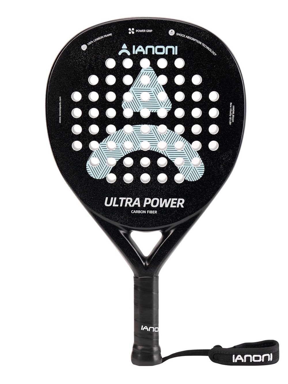 IANONI Ultra Power Carbon Fiber Paddle - Black with Light Blue Accents